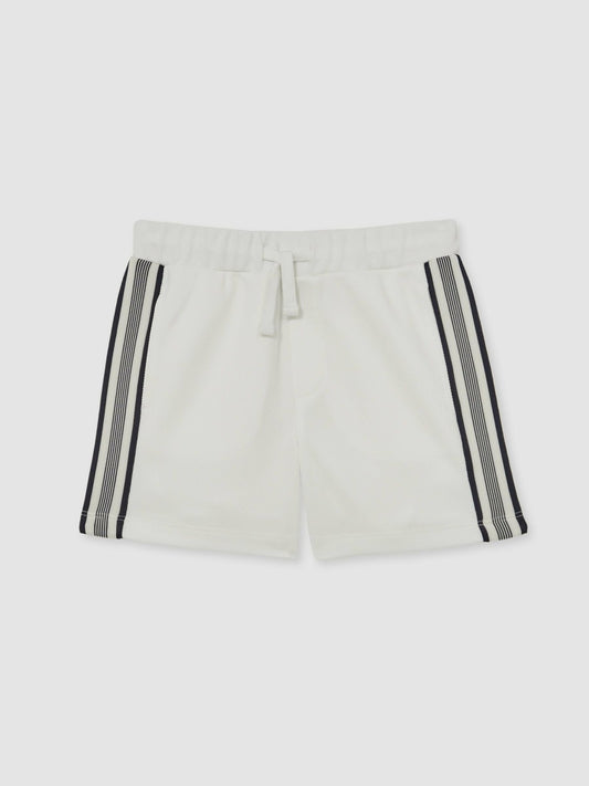 13-14 yrs Side Stripe Textured Shorts in White | Reiss Children & Baby Best Seller
