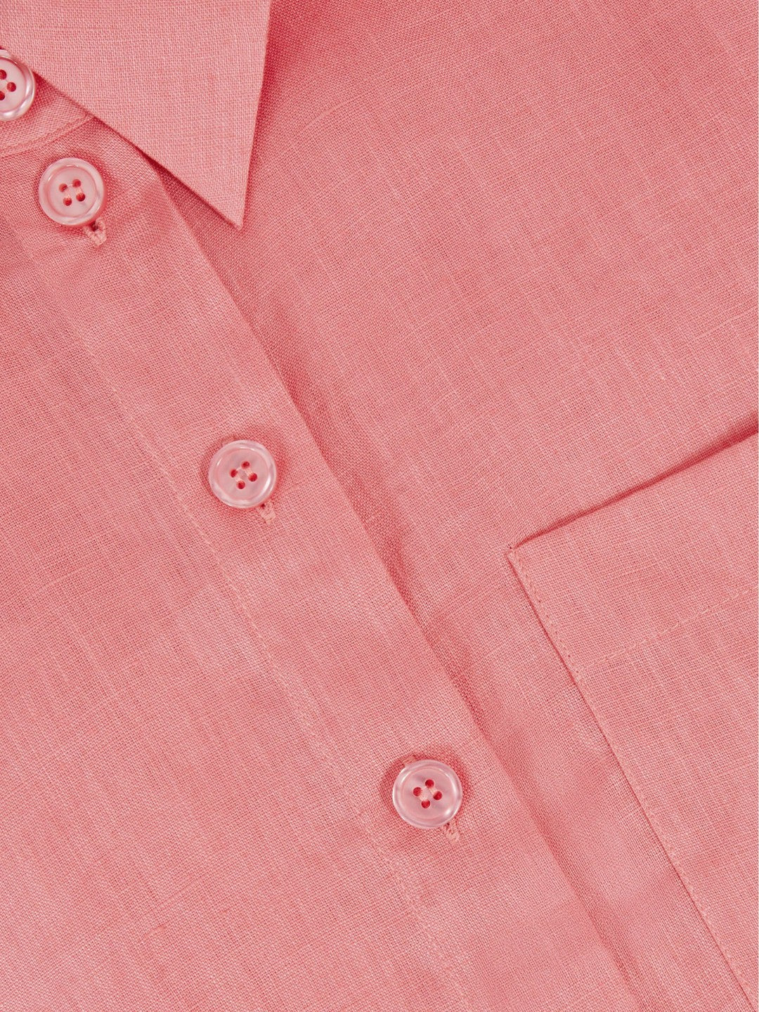 Oversize Linen Cropped Shirt in Pink | Reiss Women Premium