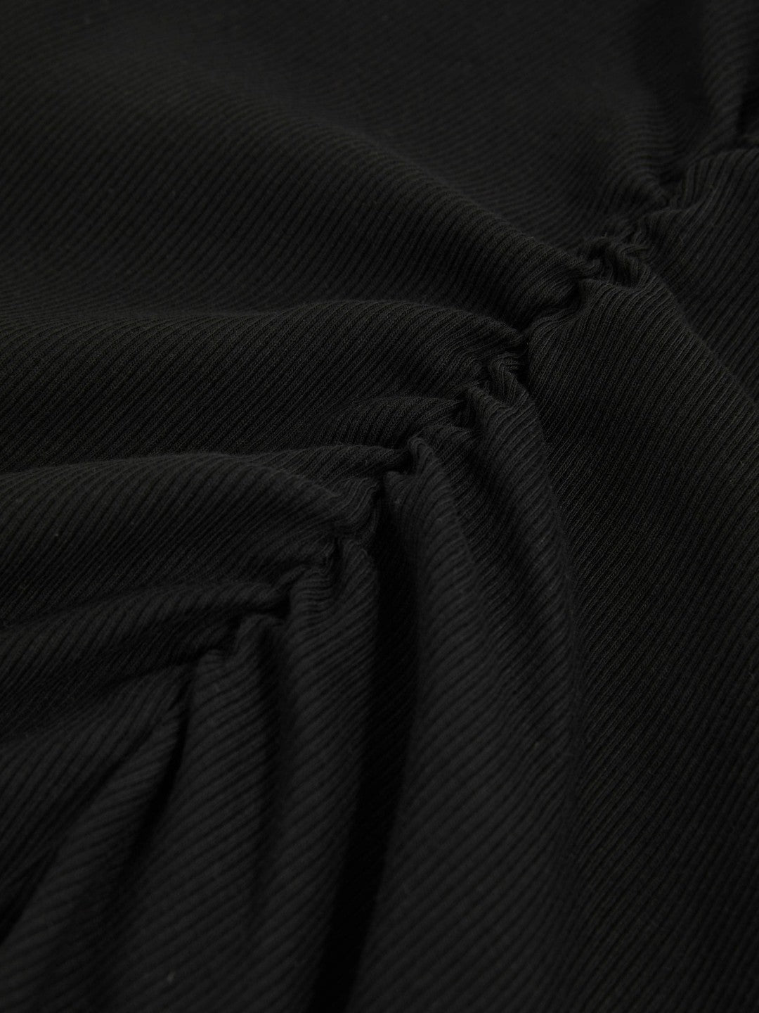 Stretch-Cotton Ruched Ribbed T-Shirt in Black | Reiss Women Premium