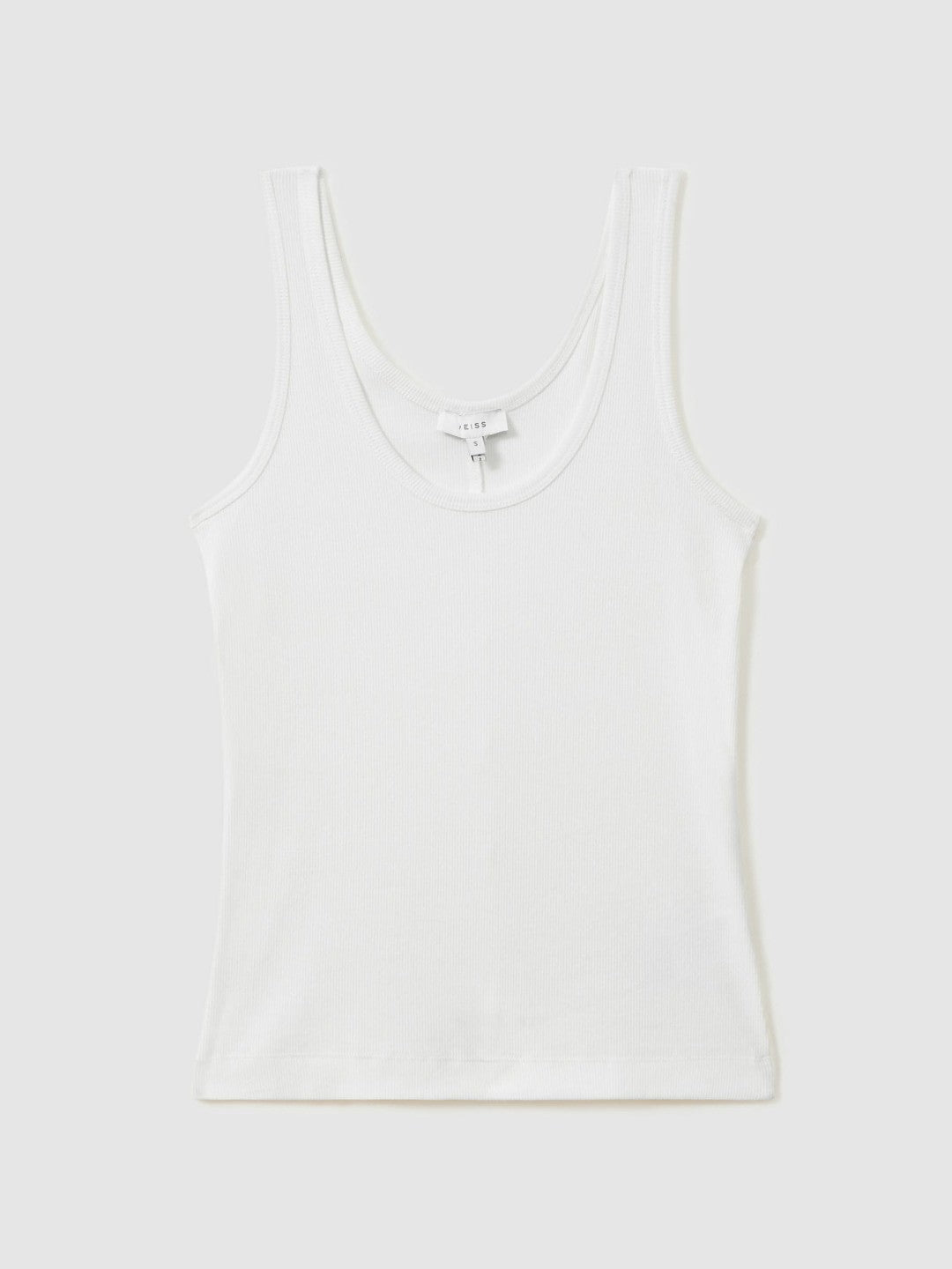 Stretch-Cotton Ribbed Vest in White | Reiss Women Exclusive