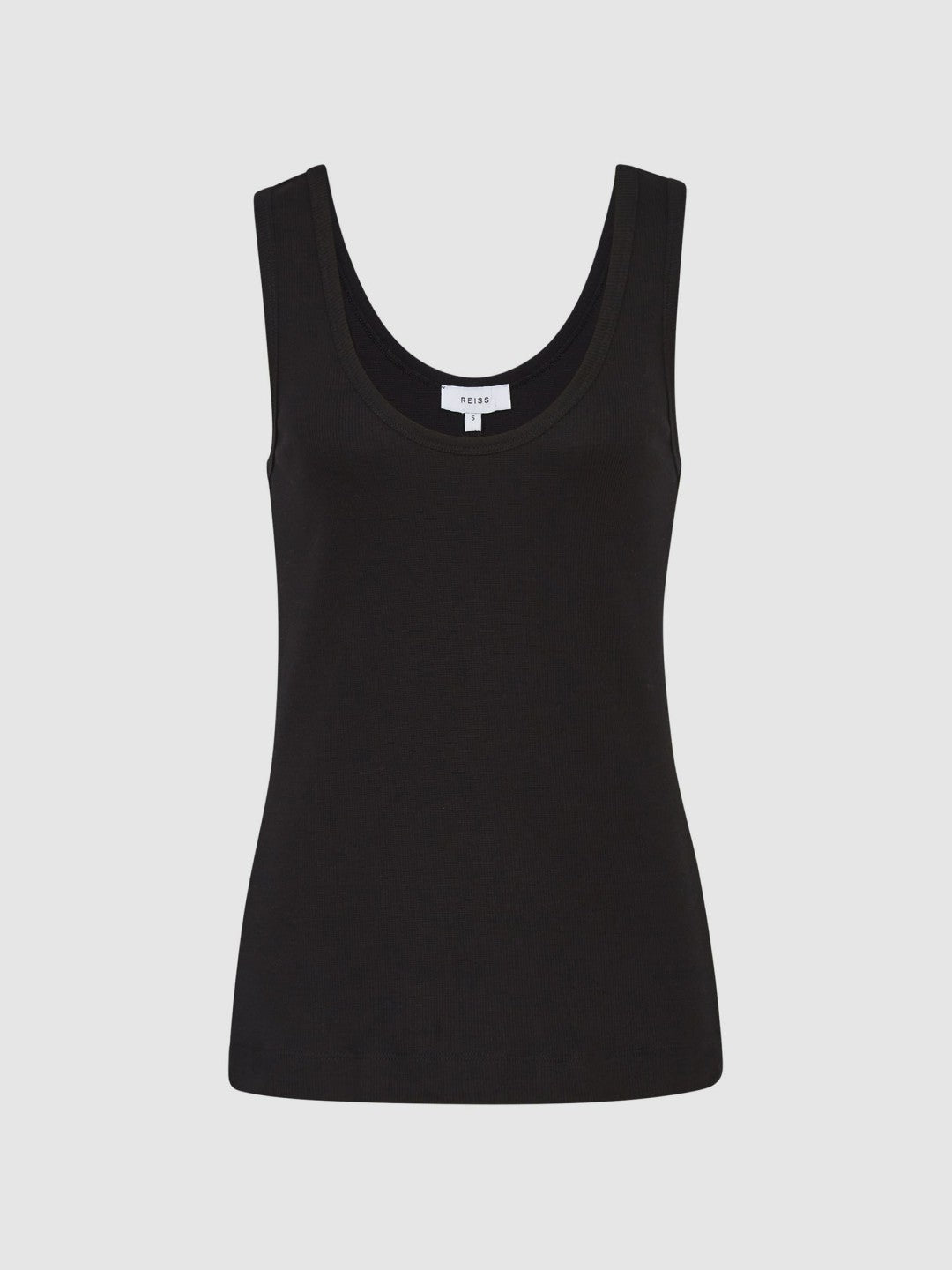 Stretch-Cotton Ribbed Vest in Black | Reiss Women Featured