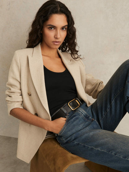 Stretch-Cotton Ribbed Vest in Black | Reiss Women Featured