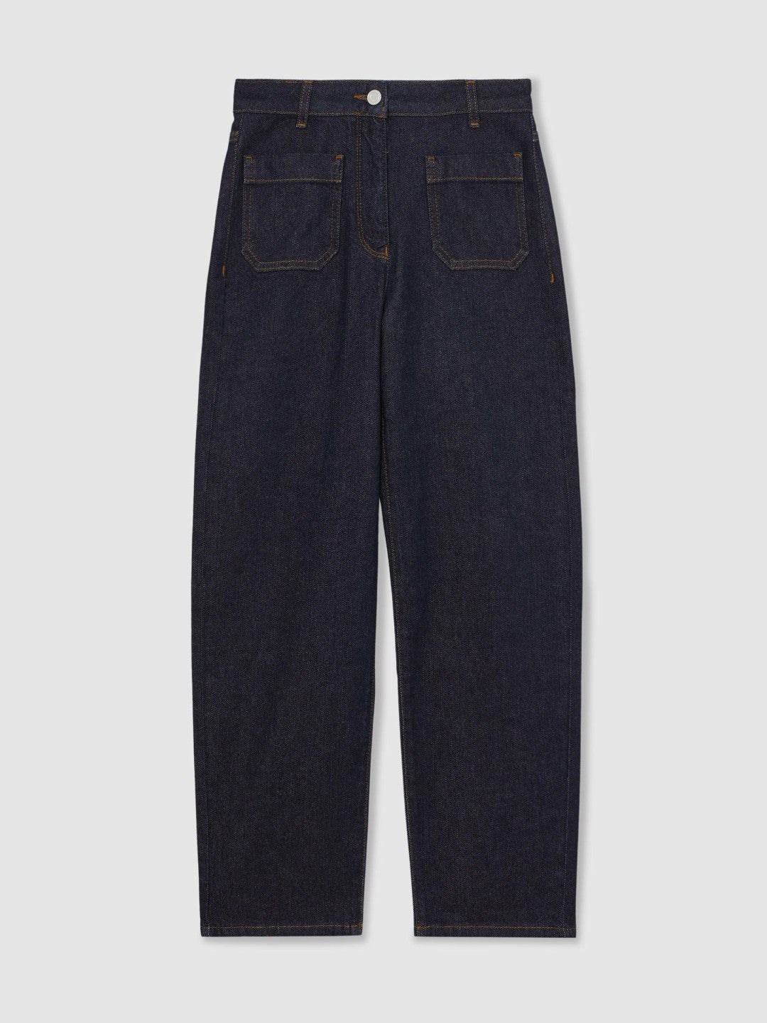 Petite Straight Leg Patch Pocket Jeans in Dark Blue | Reiss Women Best Seller