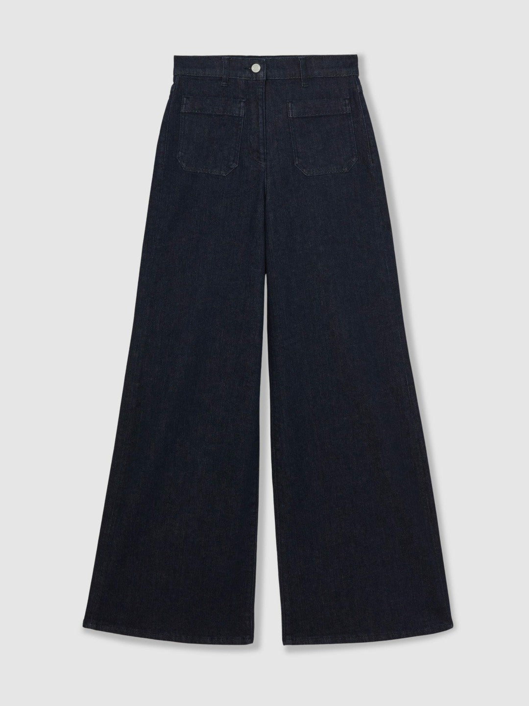 Petite Patch Pocket Wide Leg Jeans in Dark Blue | Reiss Women Premium