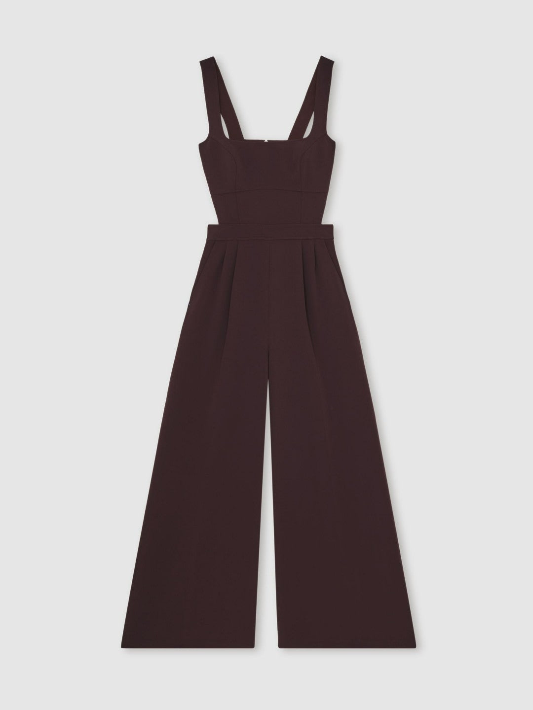 Petite Wide-Leg Cut-Out Jumpsuit in Burgundy | Reiss Women Signature