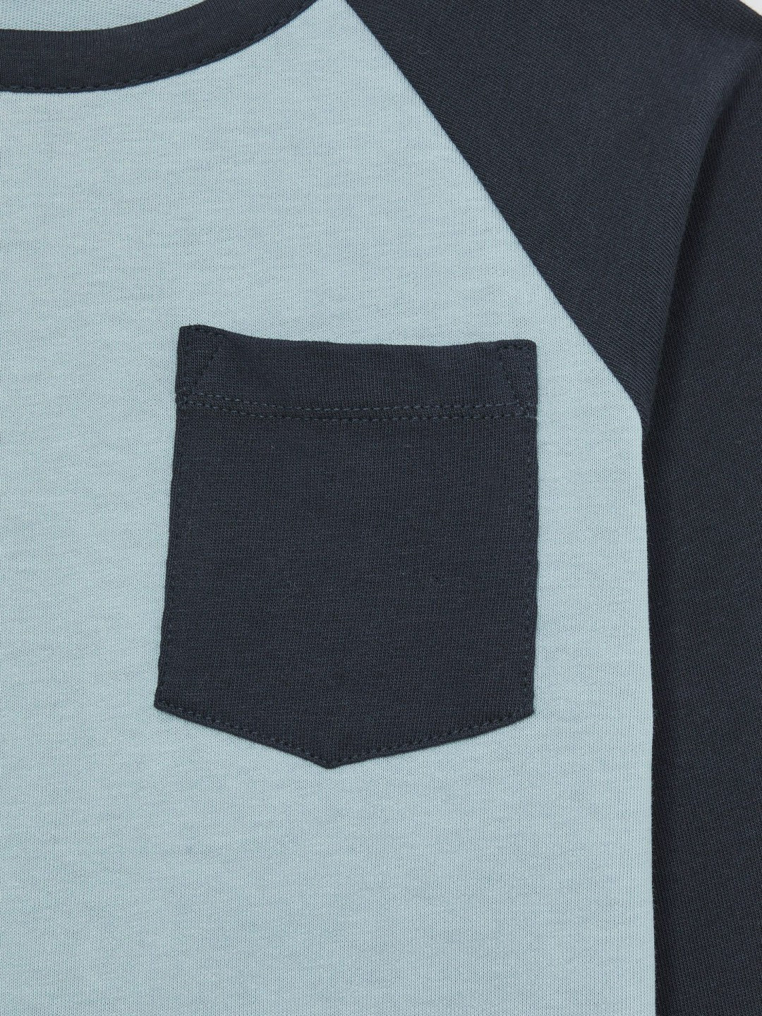 9-13 yrs Cotton Colour-Block Long-Sleeve T-Shirt in Navy Blue | Reiss Children & Baby New