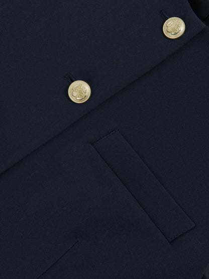 High-Neck Longline Waistcoat in Navy | Reiss Women Premium