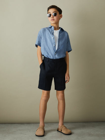 3-9 yrs Short Sleeve Linen Shirt in Sky Blue | Reiss Children & Baby New