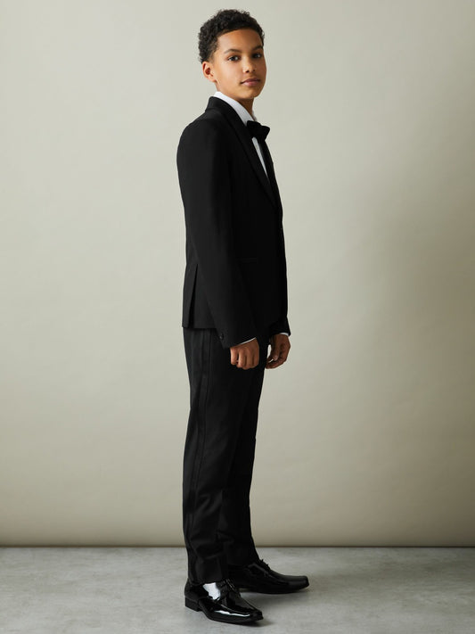 3-9 yrs Tuxedo Satin Single Breasted Blazer in Black | Reiss Children & Baby Exclusive