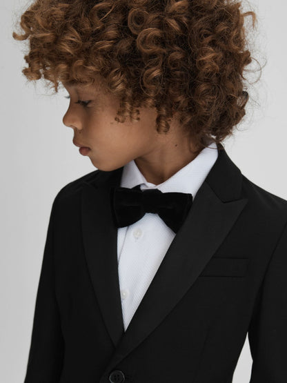 3-9 yrs Tuxedo Satin Single Breasted Blazer in Black | Reiss Children & Baby Exclusive