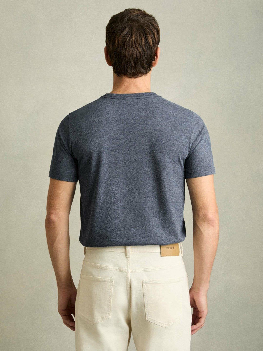 Cotton Crew Neck T-Shirt in Airforce Blue Melange | Reiss Men Best Seller