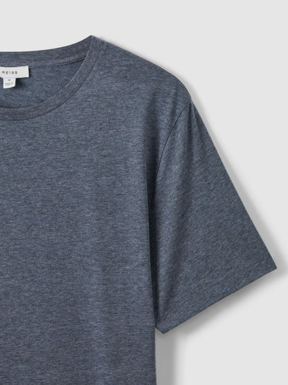 Cotton Crew Neck T-Shirt in Airforce Blue Melange | Reiss Men Best Seller