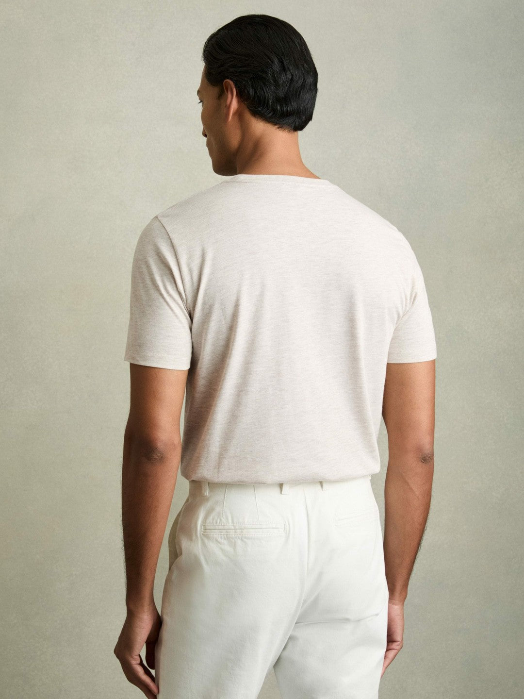 Cotton Crew Neck T-Shirt in Wheat Melange | Reiss Men Recommended