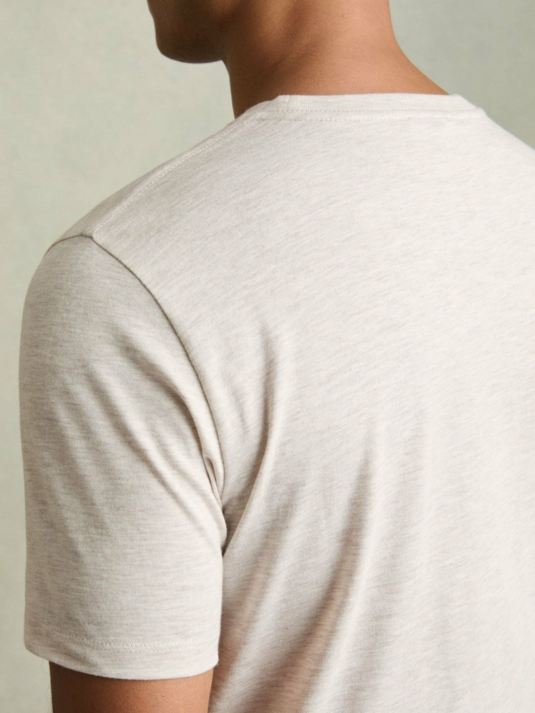 Cotton Crew Neck T-Shirt in Wheat Melange | Reiss Men Recommended