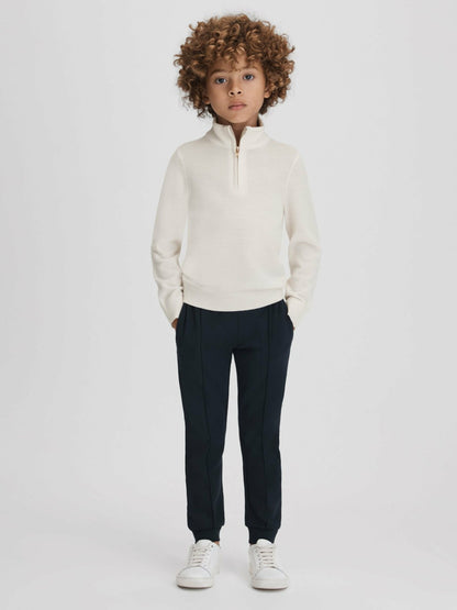 3-9 yrs Wool Half-Zip Funnel Neck Jumper in Snow | Reiss Children & Baby Featured