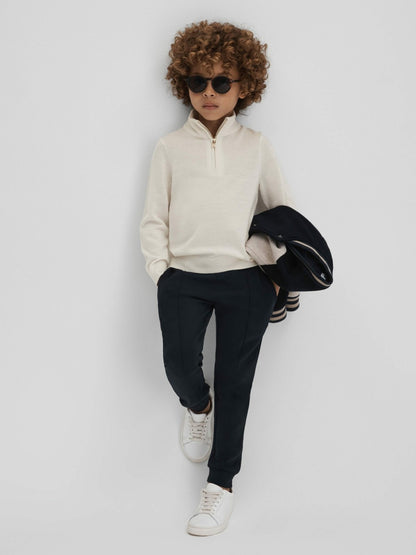 3-9 yrs Wool Half-Zip Funnel Neck Jumper in Snow | Reiss Children & Baby Featured