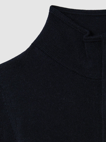 3-9 yrs Wool Half-Zip Funnel Neck Jumper in Navy | Reiss Children & Baby Premium