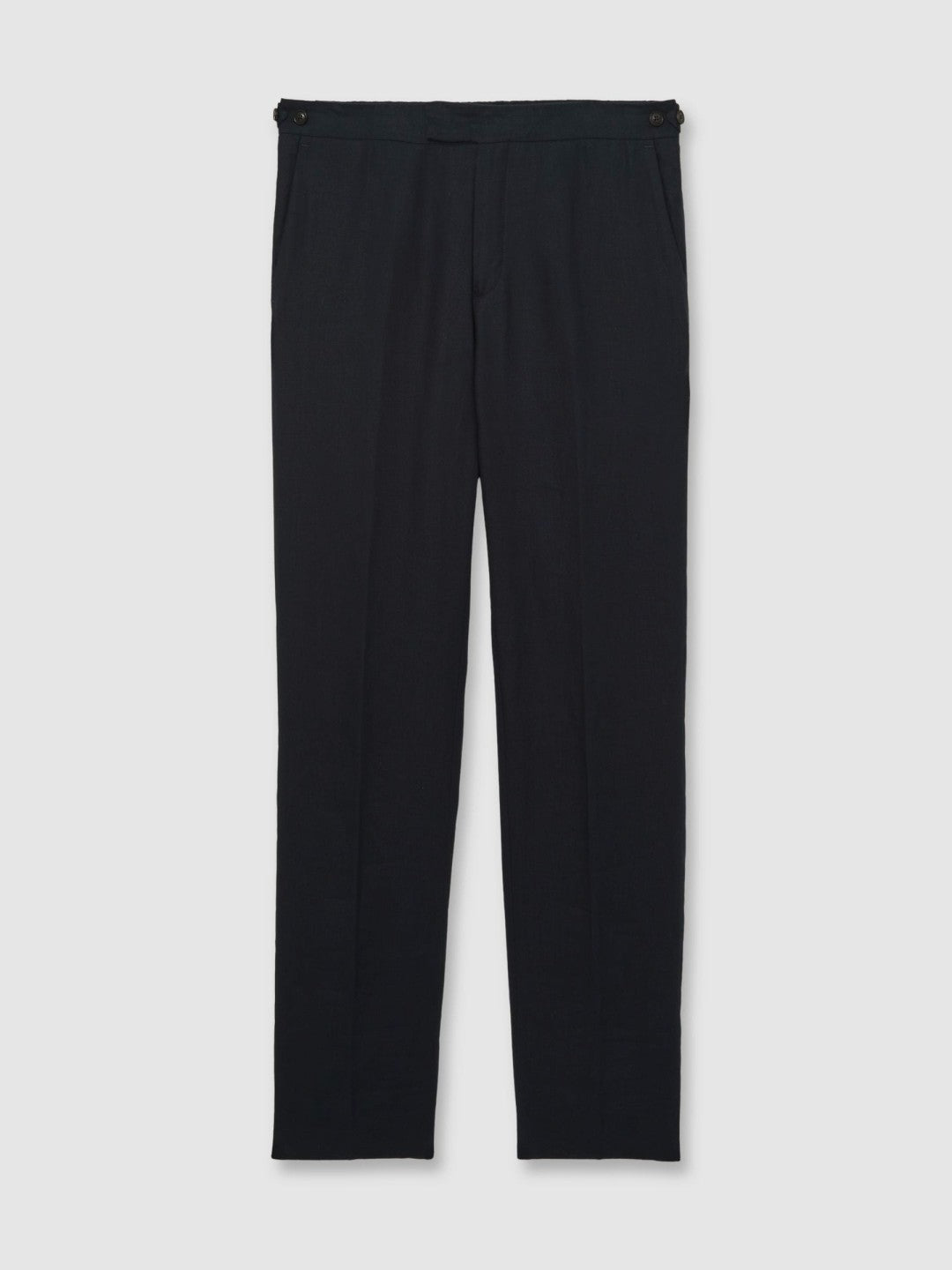 Slim Fit Linen Adjuster Trousers in Navy | Reiss Men Recommended