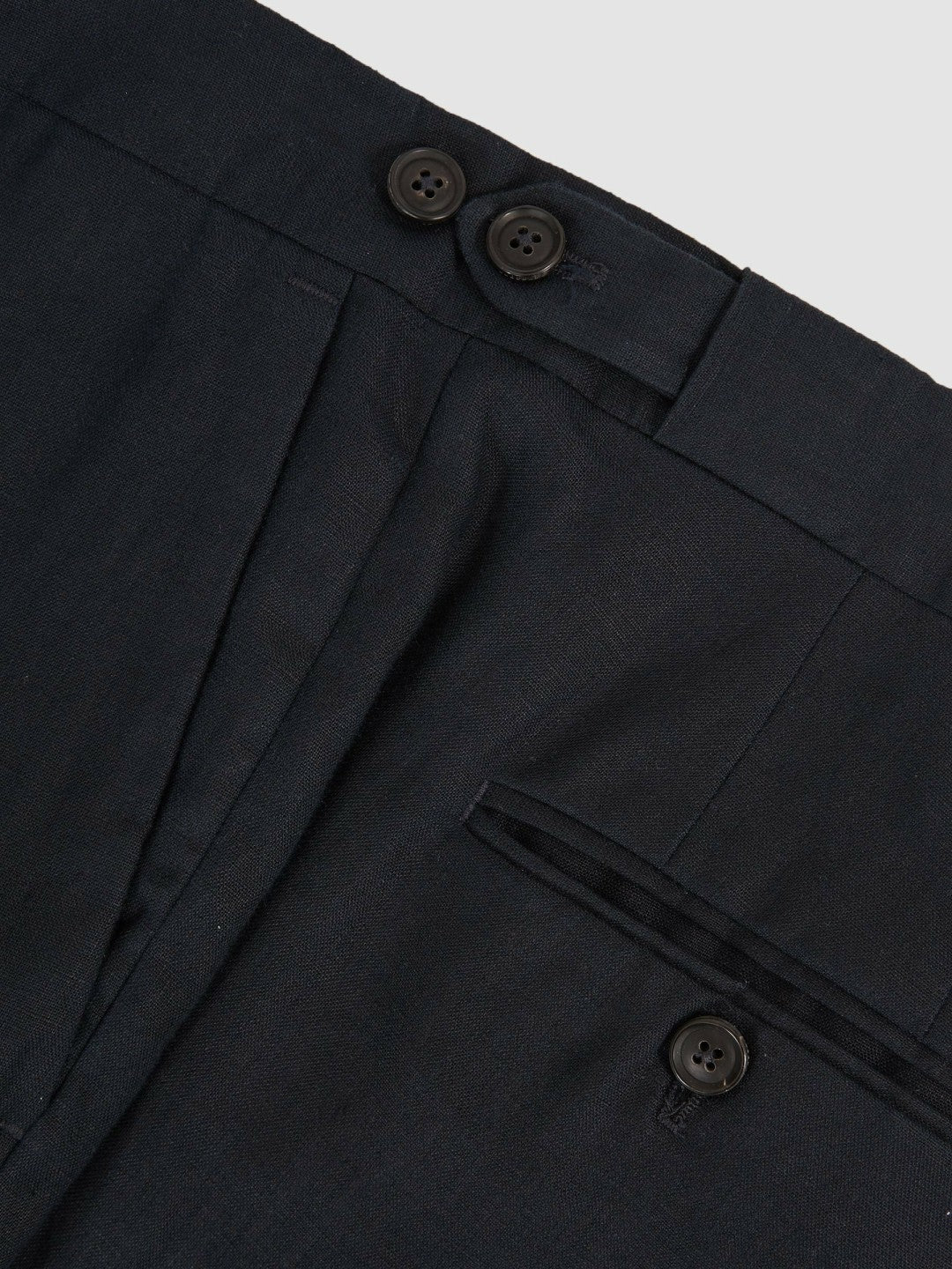 Slim Fit Linen Adjuster Trousers in Navy | Reiss Men Recommended