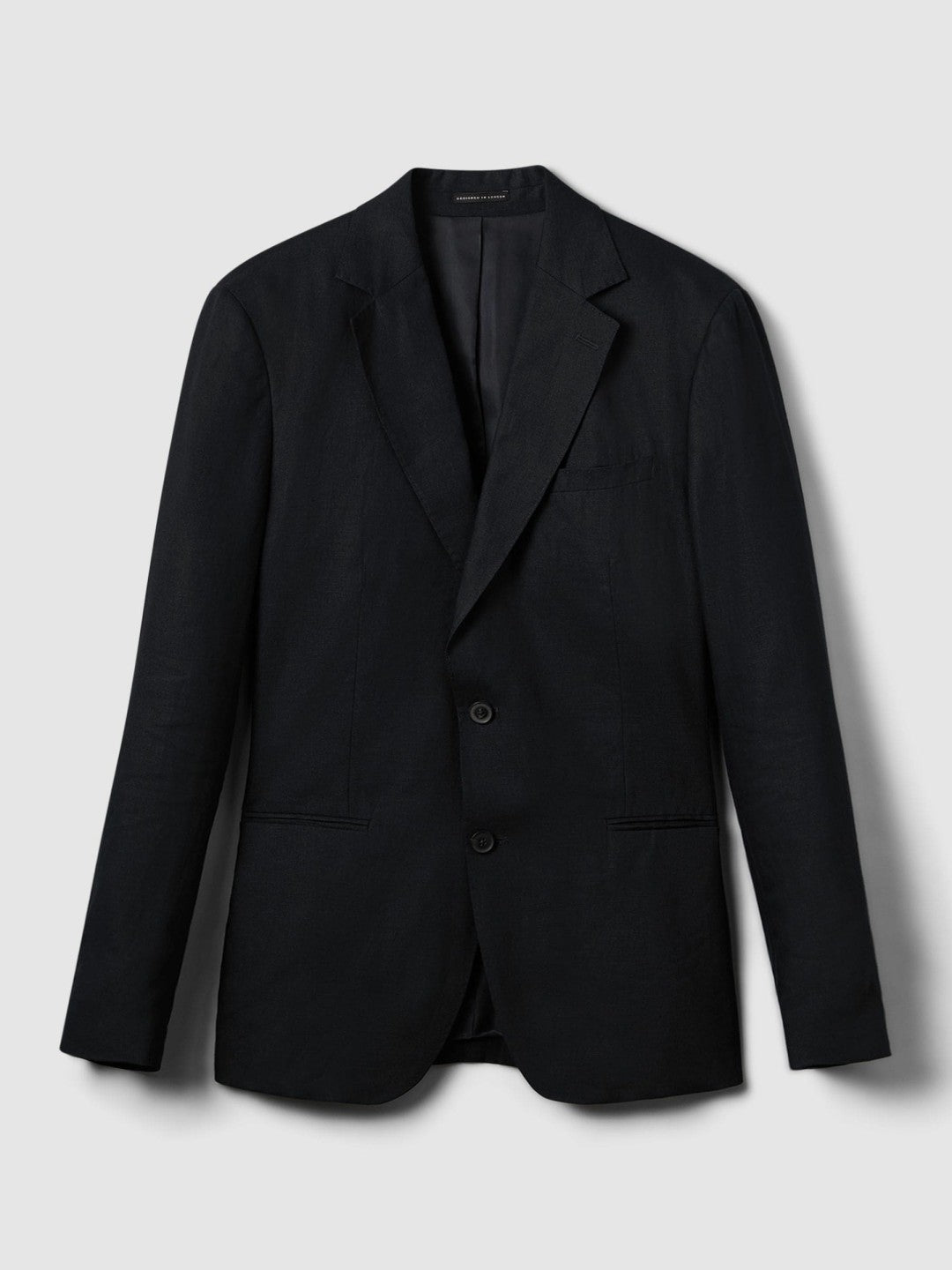 Slim-Fit Single Breasted Linen Blazer in Navy | Reiss Men Popular