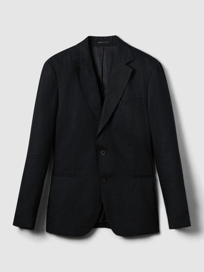 Slim-Fit Single Breasted Linen Blazer in Navy | Reiss Men Popular