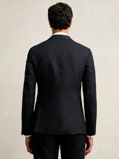 Slim-Fit Single Breasted Linen Blazer in Navy | Reiss Men Popular