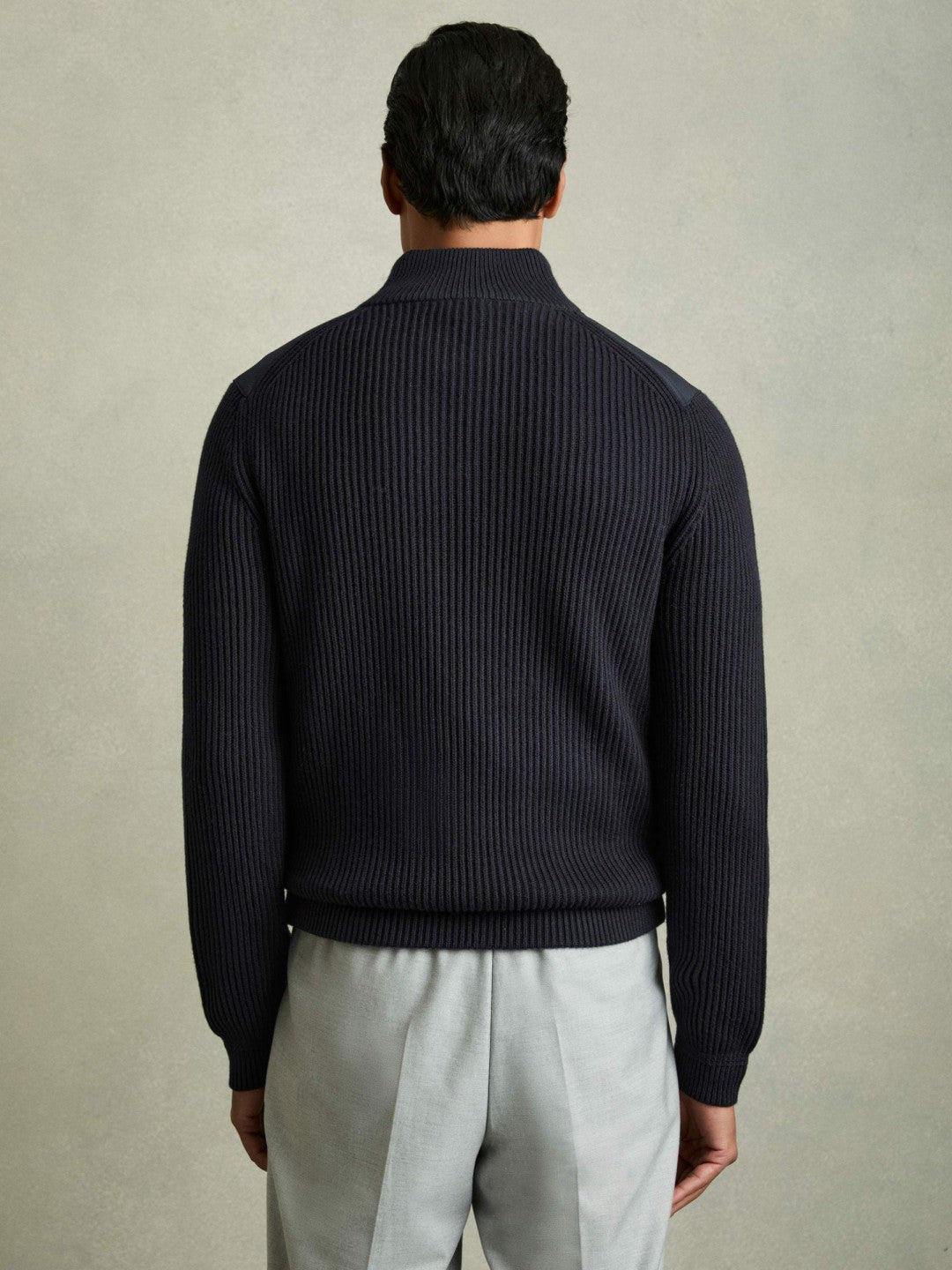 Hybrid Quilt and Knit Zip-Through Jacket in Navy | Reiss Men Exclusive