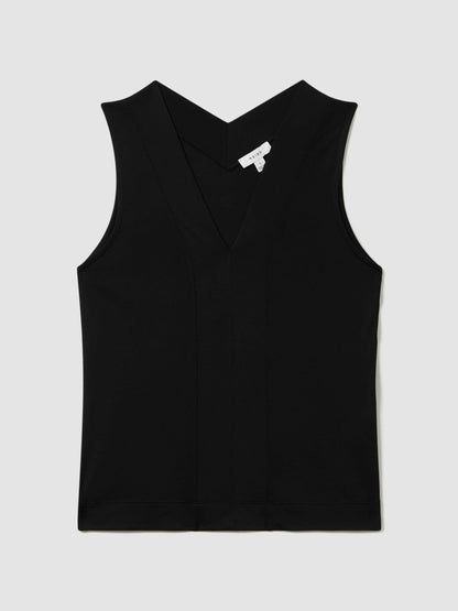 V-Neck Shell Top in Black | Reiss Women Trending