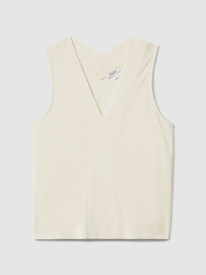 V-Neck Shell Top in Ivory | Reiss Women Featured