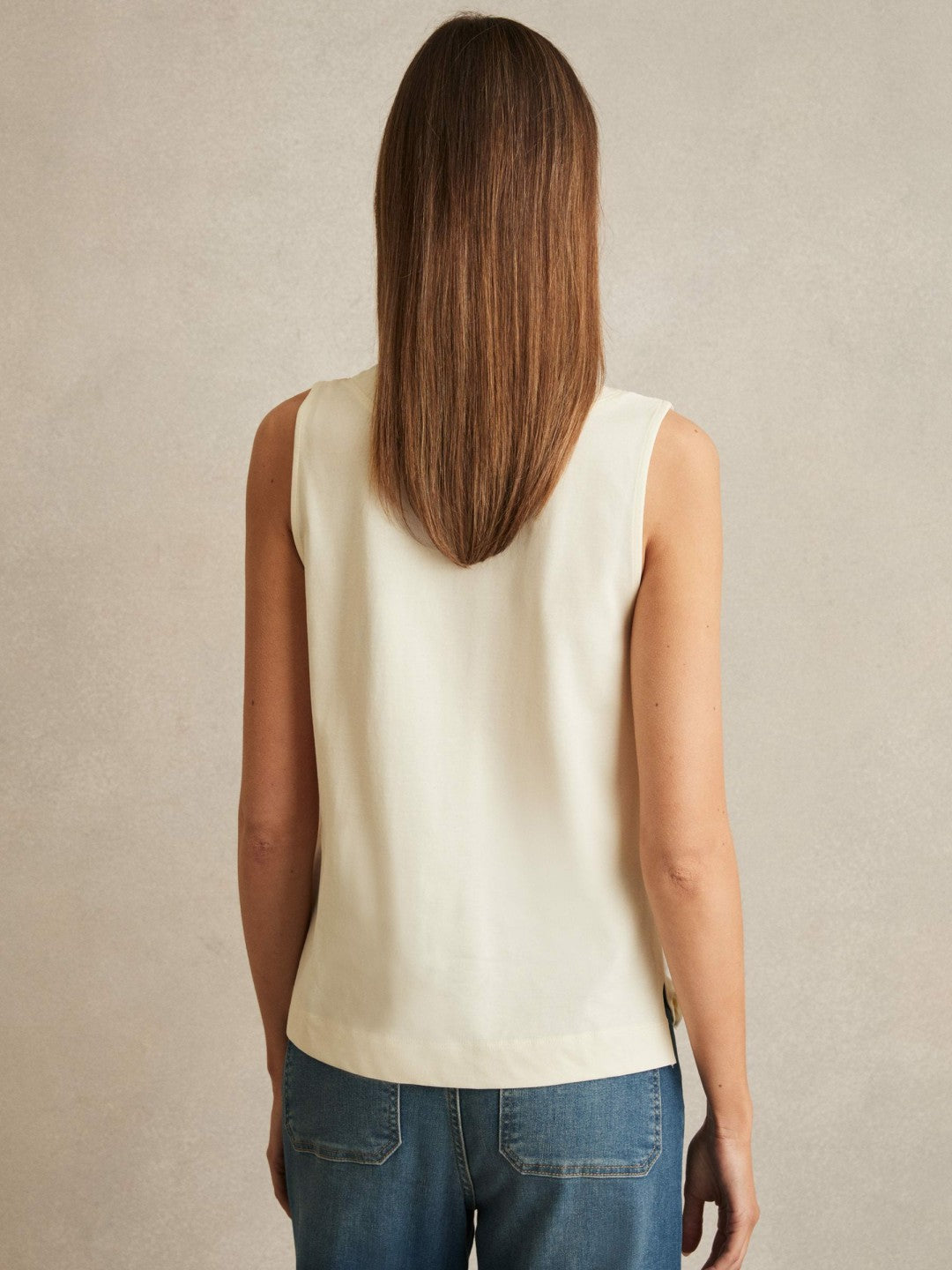 V-Neck Shell Top in Ivory | Reiss Women Featured