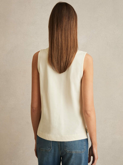 V-Neck Shell Top in Ivory | Reiss Women Featured