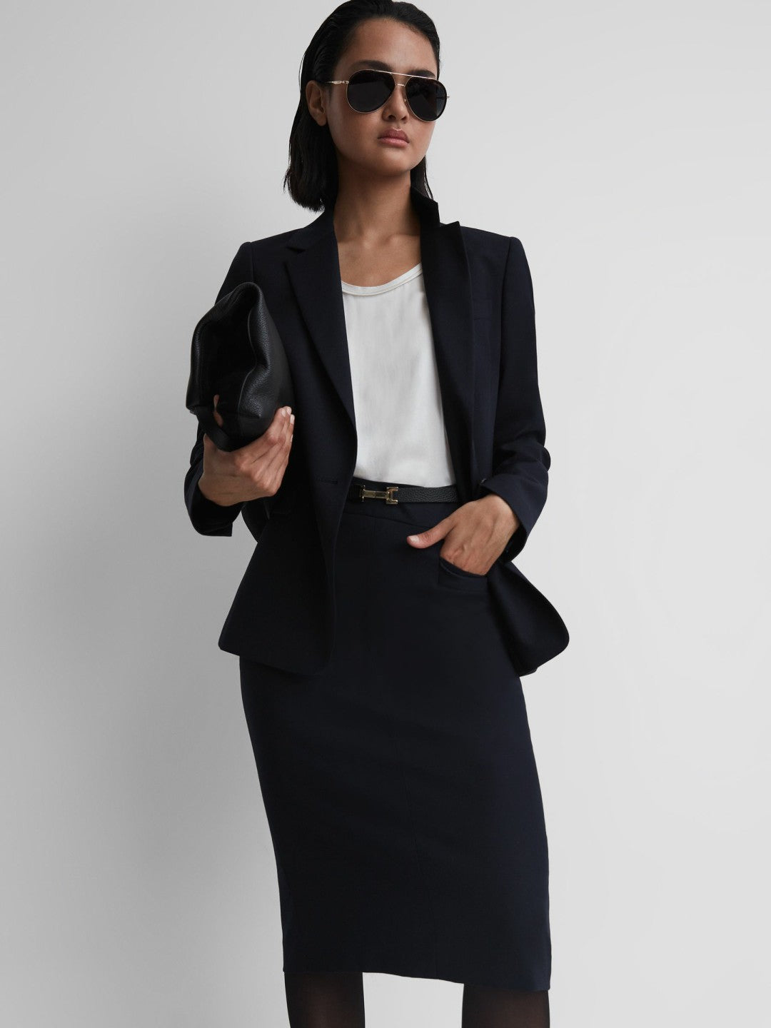 Tailored Pencil Skirt in Navy | Reiss Women Signature