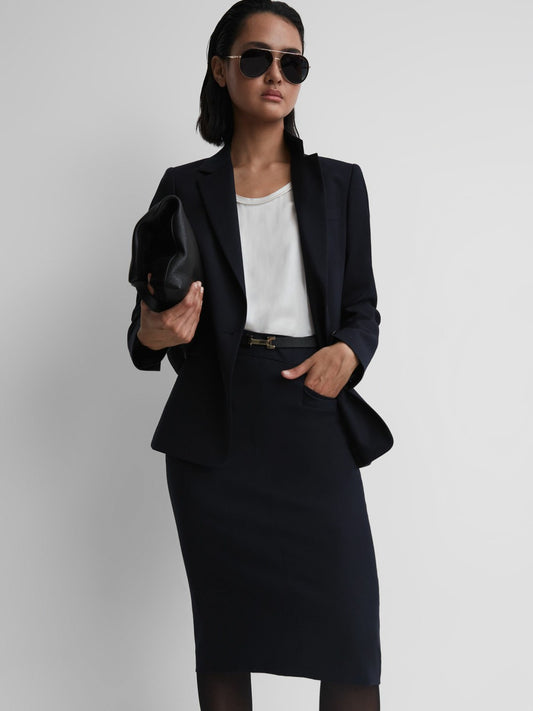 Tailored Pencil Skirt in Navy | Reiss Women Signature