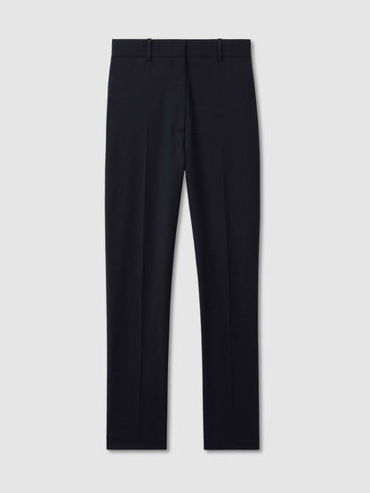 Wool-Blend Tailored Flared Suit Trousers in Navy | Reiss Women Trending