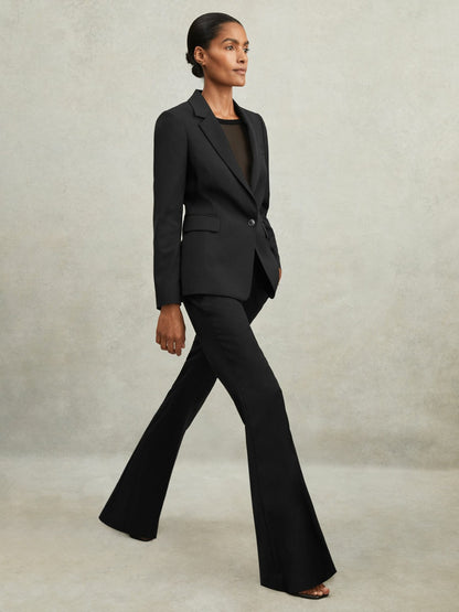 Wool-Blend Tailored Flared Suit Trousers in Black | Reiss Women Recommended