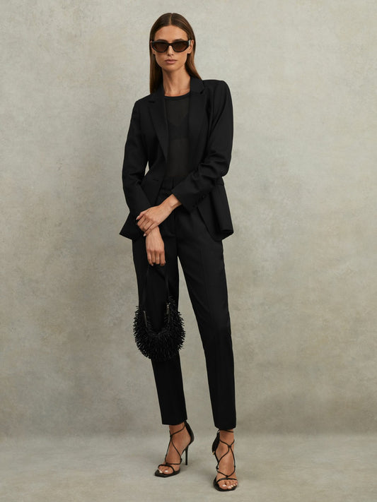 Petite Wool Blend Tapered Suit Trousers in Black | Reiss Women Best Seller