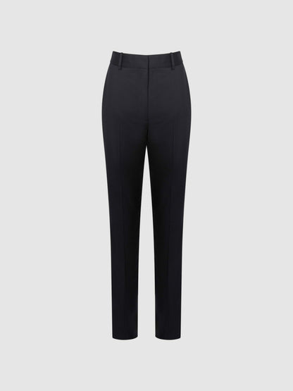 Wool Blend Tapered Suit Trousers in Navy | Reiss Women Signature