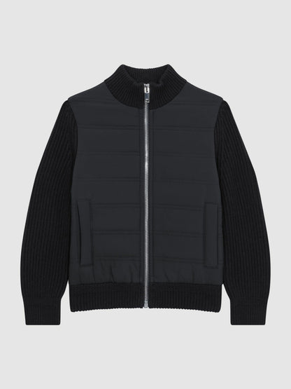 Junior Hybrid Zip Through Quilted Jacket in Navy | Reiss Children & Baby Trending