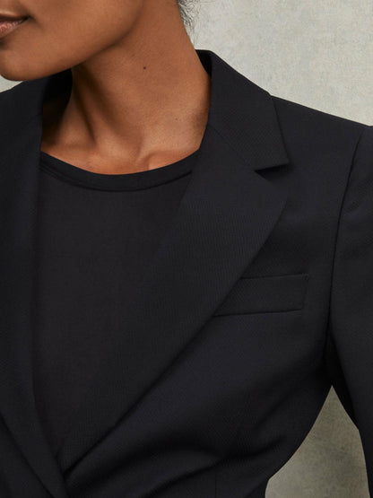 Petite Single Breasted Suit Blazer in Navy | Reiss Women Premium
