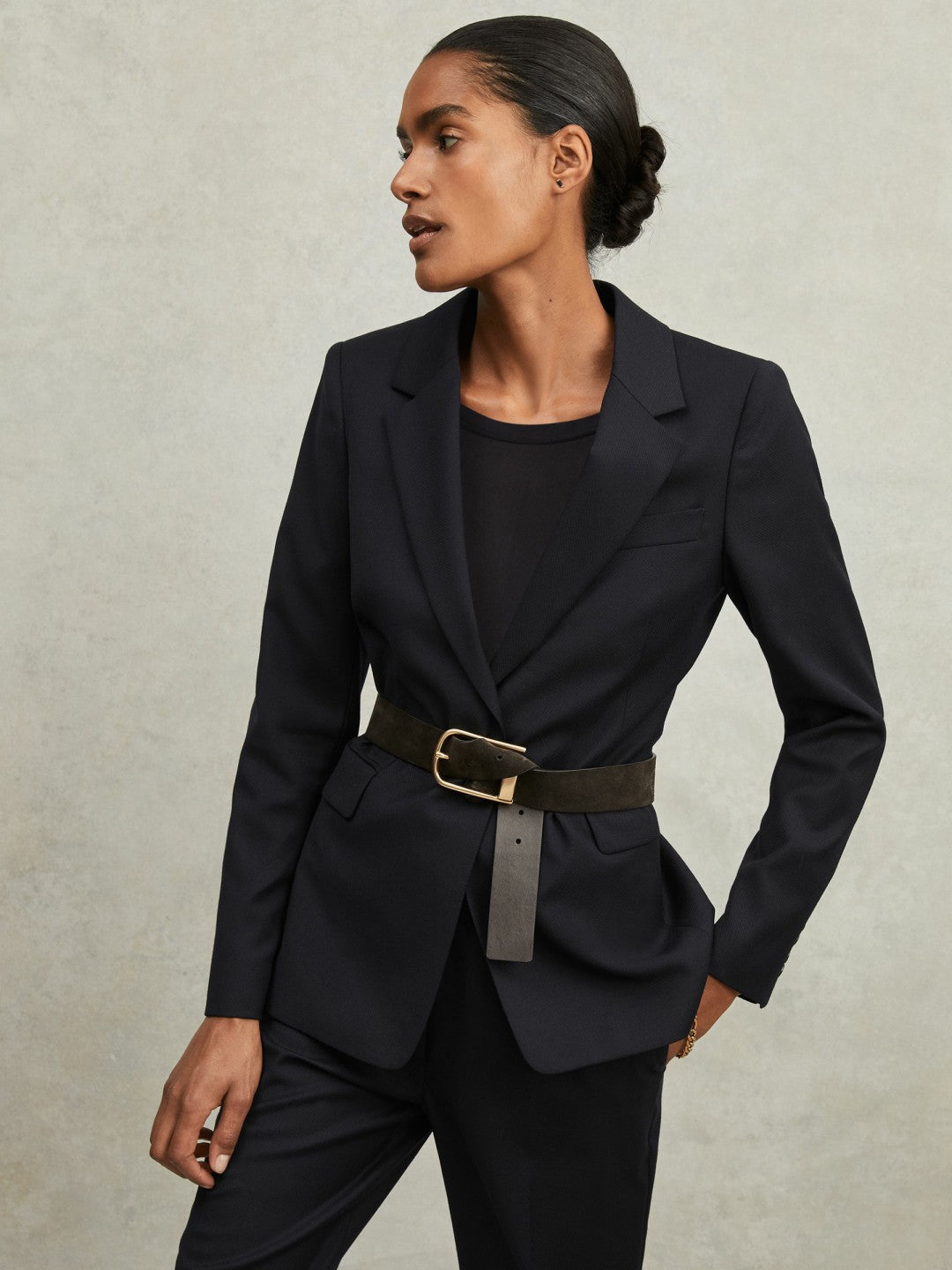 Single Breasted Suit Blazer in Navy | Reiss Women Popular