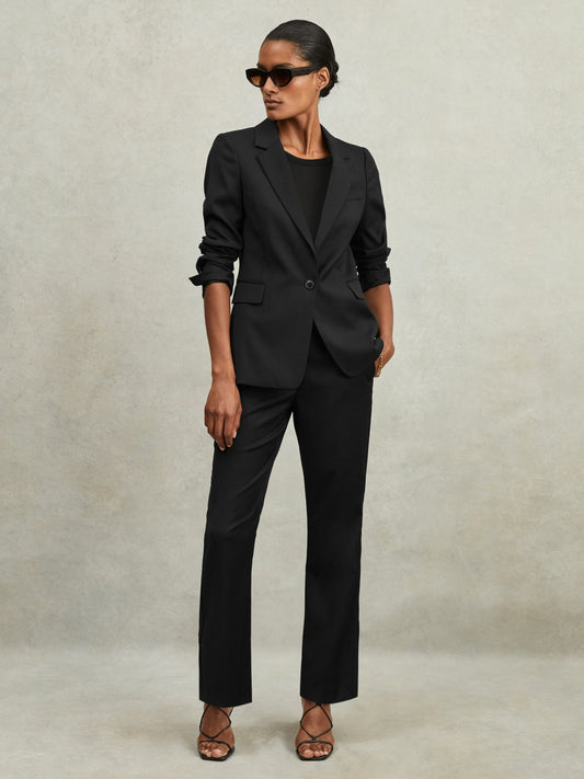 Single Breasted Suit Blazer in Black | Reiss Women Trending