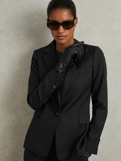 Single Breasted Suit Blazer in Black | Reiss Women Trending