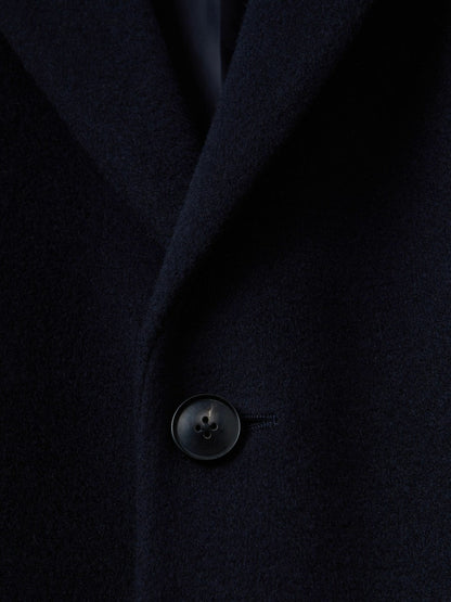 Wool Blend Single Breasted Epsom Overcoat in Navy | Reiss Men Premium
