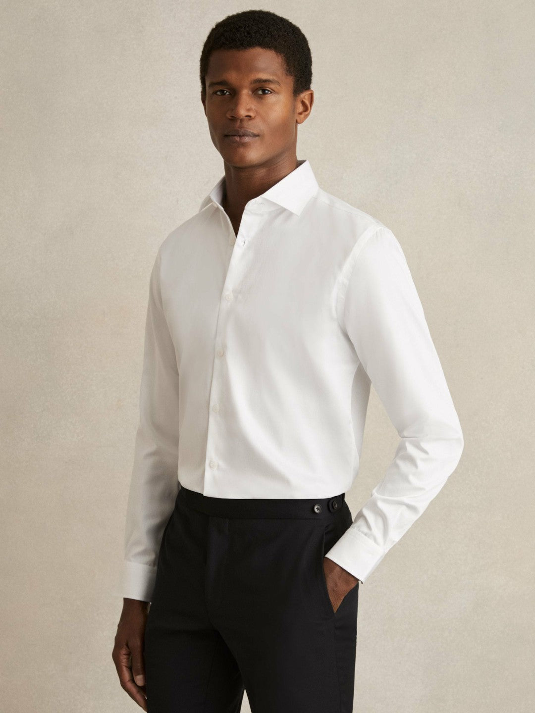 Regular Fit Cotton Sateen Striped Shirt in White | Reiss Men Trending
