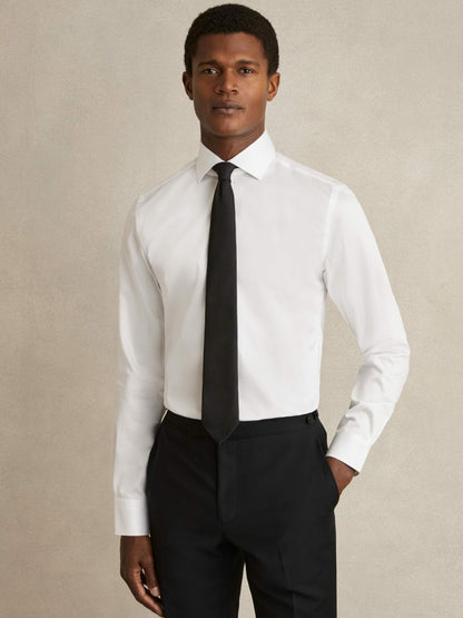 Regular Fit Cotton Sateen Striped Shirt in White | Reiss Men Trending