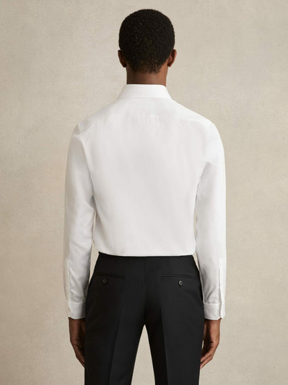 Regular Fit Cotton Sateen Striped Shirt in White | Reiss Men Trending
