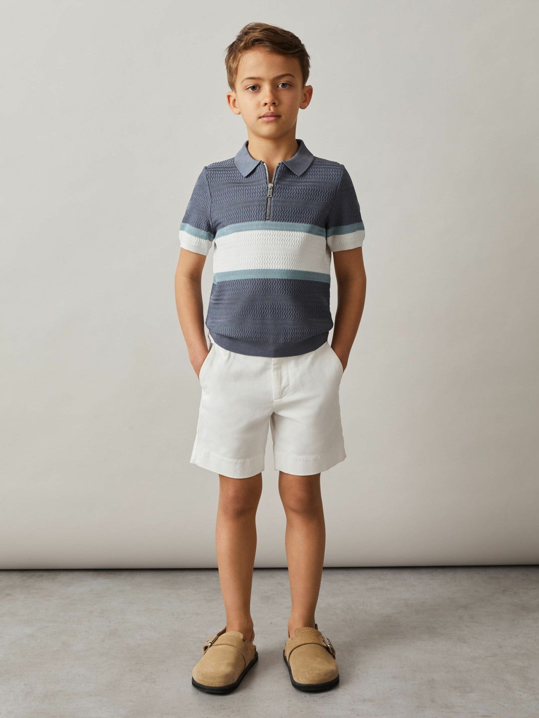3-9 yrs Cotton Chino Shorts with Stretch in White | Reiss Children & Baby Trending