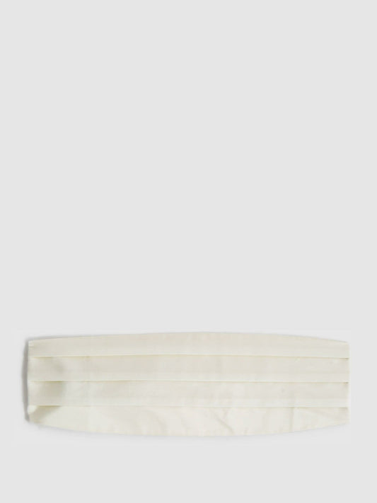 Silk Cummerbund in Ivory | Reiss Men Popular
