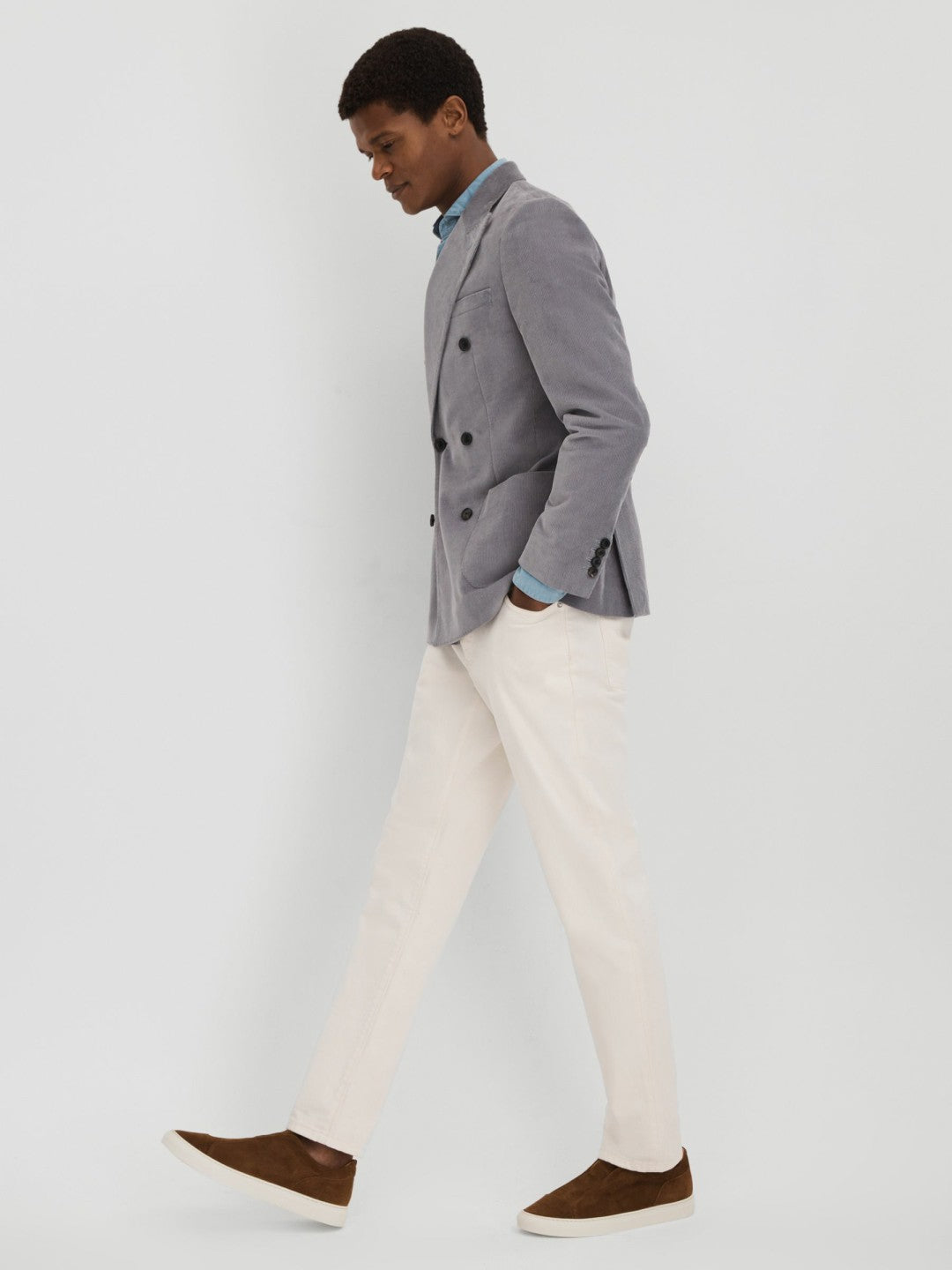 Harrys London Suede Slip On Trainers in Dark Bark Brown | Reiss Men Featured