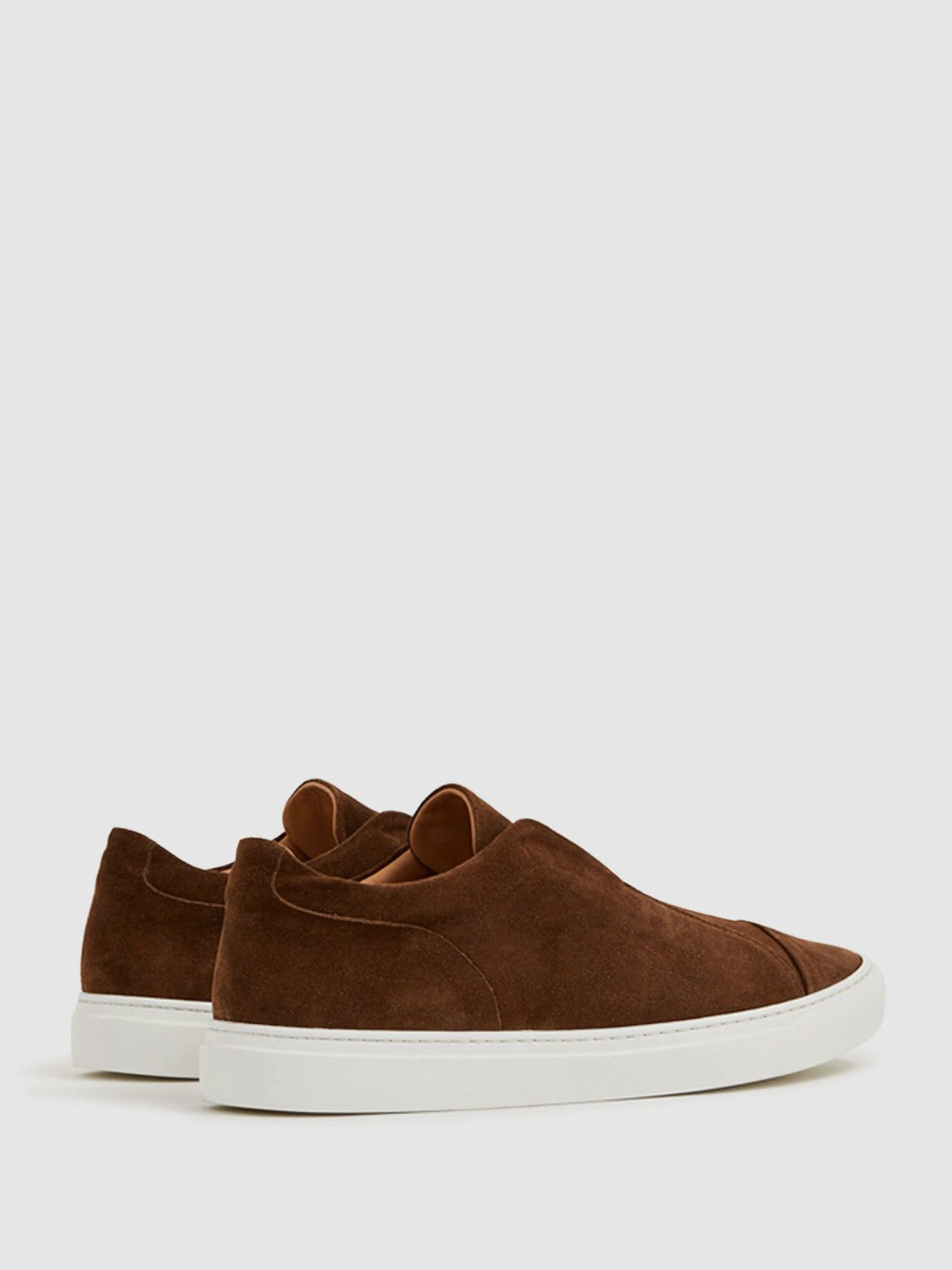 Harrys London Suede Slip On Trainers in Dark Bark Brown | Reiss Men Featured